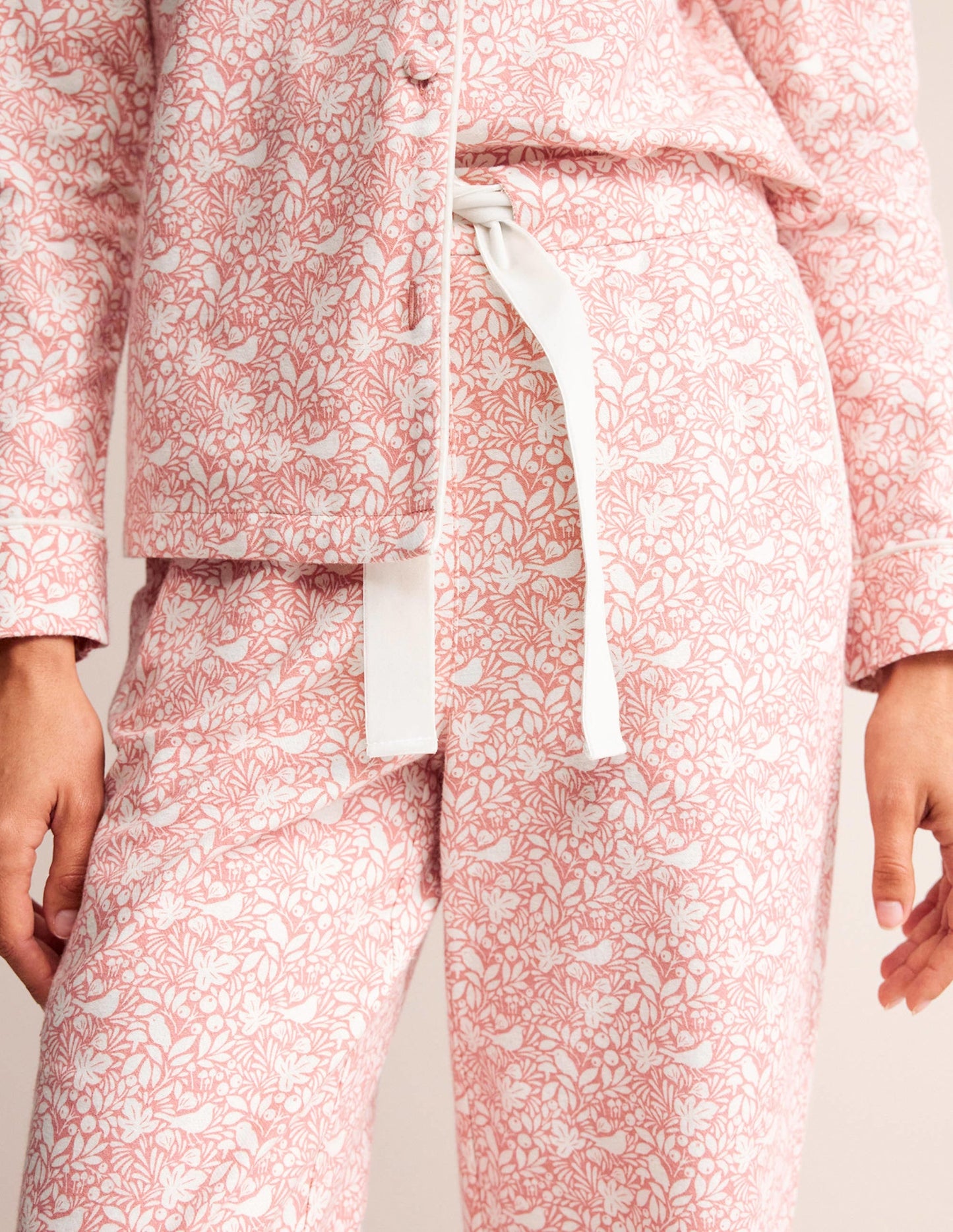 Brushed Cotton Pajama Pants-Rosette Blush, Forest Meadow