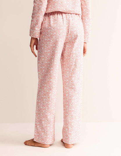 Brushed Cotton Pajama Pants-Rosette Blush, Forest Meadow