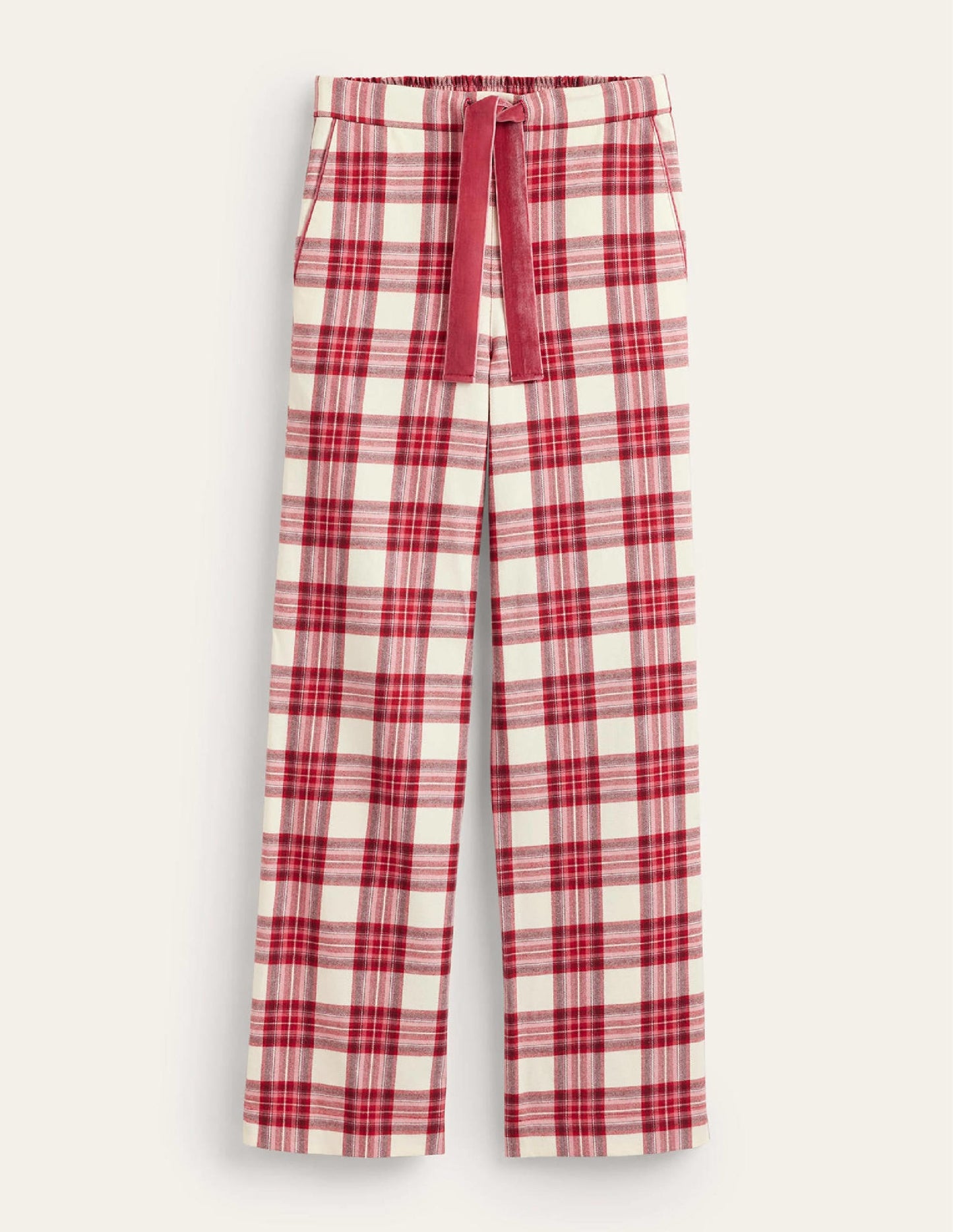 Brushed Cotton Pajama Pants-Tonal Reds Check