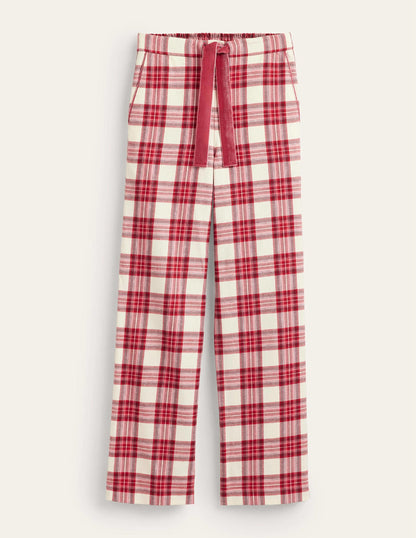 Brushed Cotton Pajama Pants-Tonal Reds Check