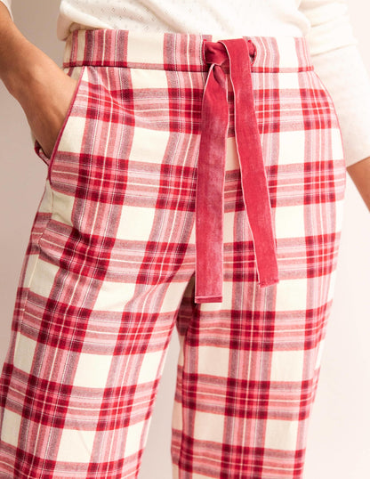Brushed Cotton Pajama Pants-Tonal Reds Check