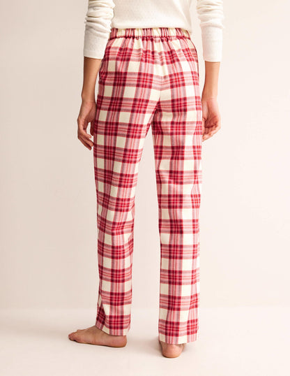 Brushed Cotton Pajama Pants-Tonal Reds Check