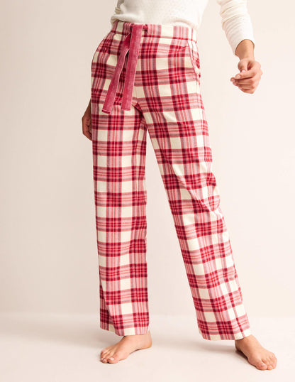 Brushed Cotton Pajama Pants-Tonal Reds Check