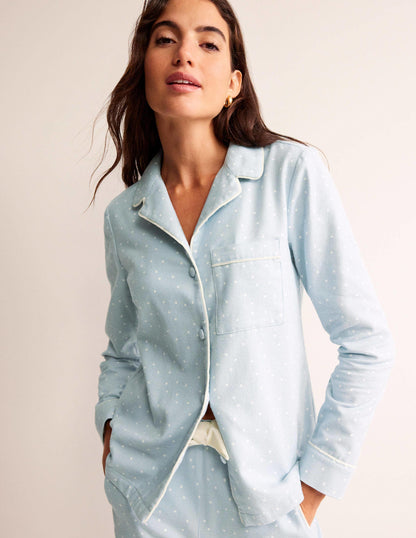 Brushed Cotton Pajama Shirt-Surf, Spaced Dotty
