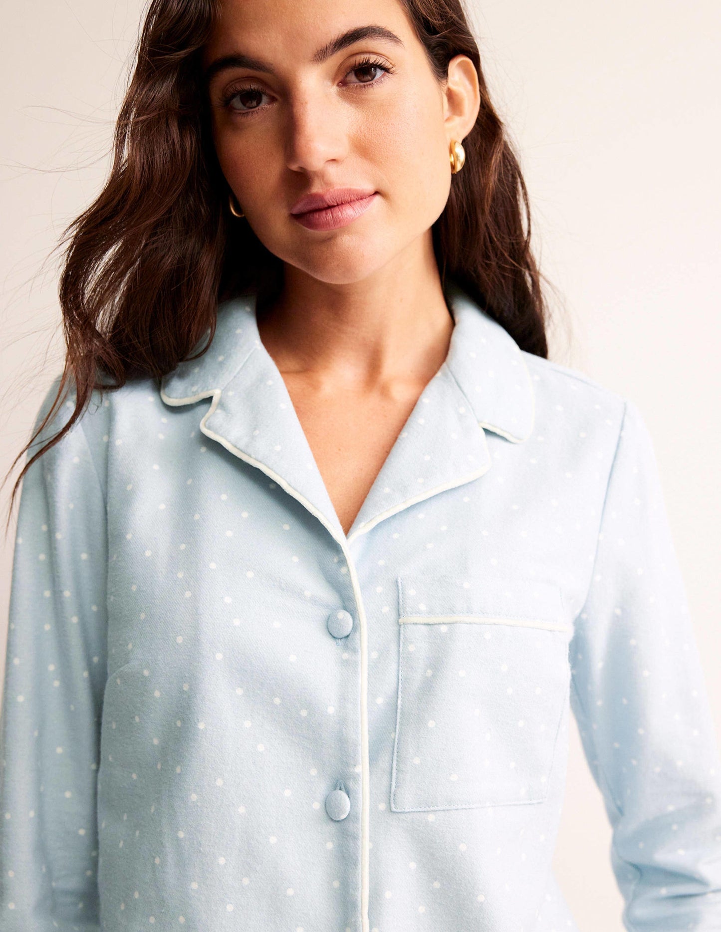 Brushed Cotton Pajama Shirt-Surf, Spaced Dotty