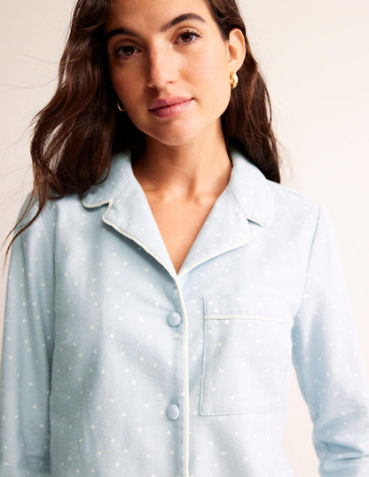 Brushed Cotton Pajama Shirt-Surf, Spaced Dotty