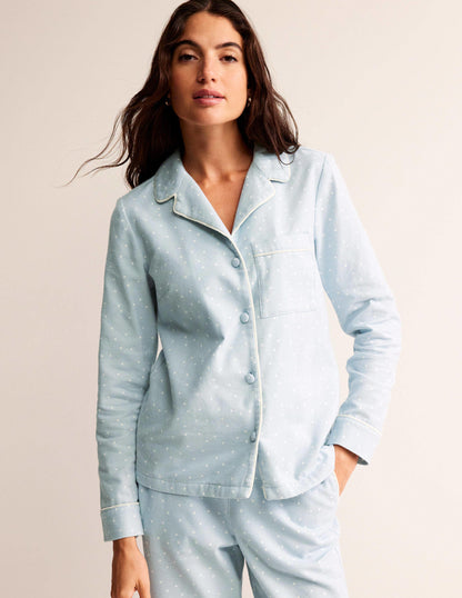 Brushed Cotton Pajama Shirt-Surf, Spaced Dotty