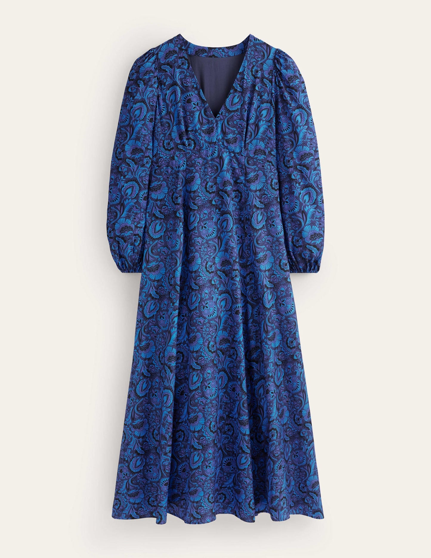 Blouson Sleeve Maxi Tea Dress-Bright Cobalt, Florist