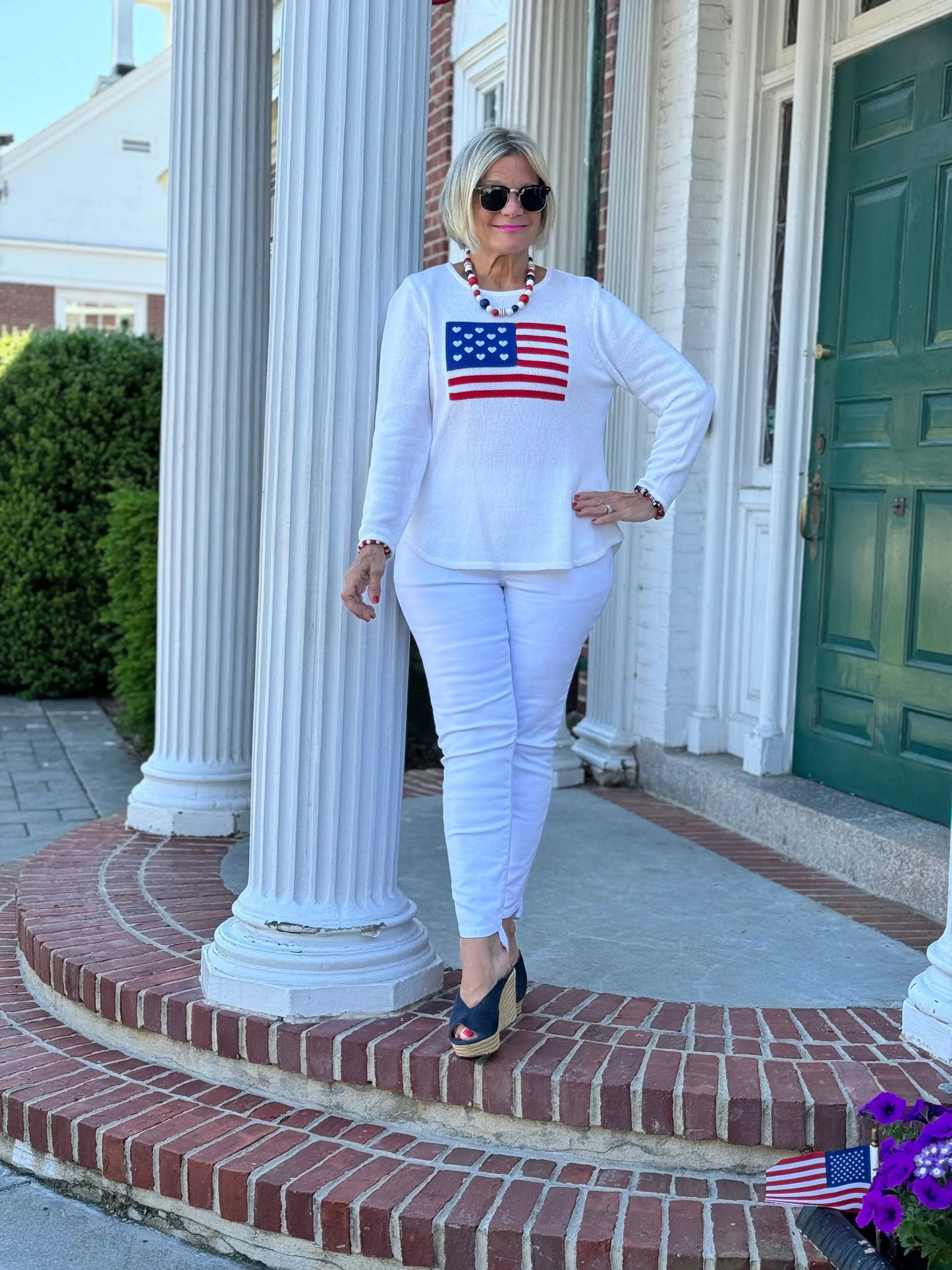 LULU-B WHITE FLAG SWEATER