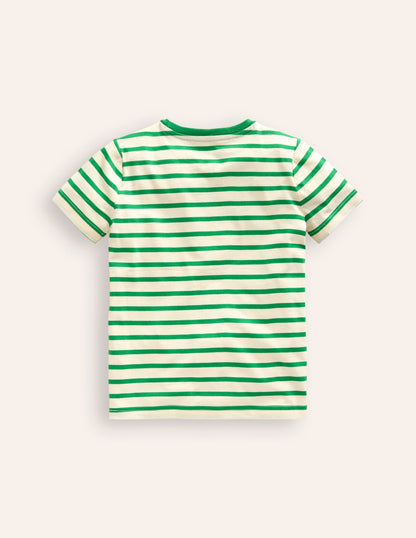 Big Appliqué Logo T-shirt-Runnerbean Green/ Ivory Digger