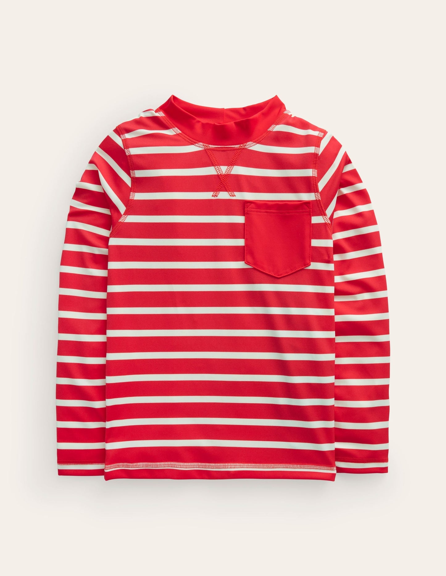 Breton Rash Guard-Red/ Ivory Stripe