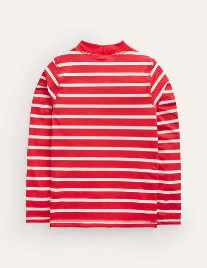 Breton Rash Guard-Red/ Ivory Stripe