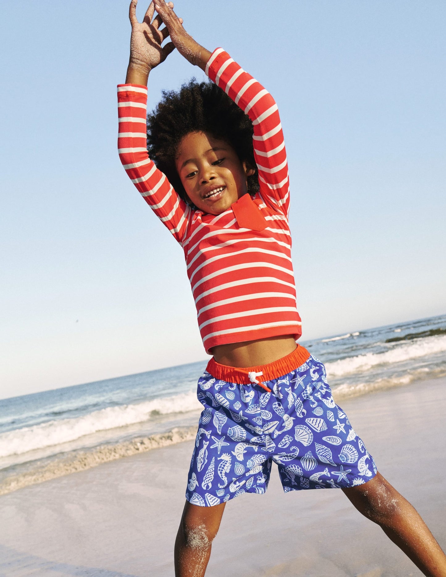 Breton Rash Guard-Red/ Ivory Stripe