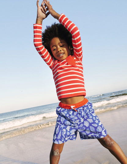 Breton Rash Guard-Red/ Ivory Stripe