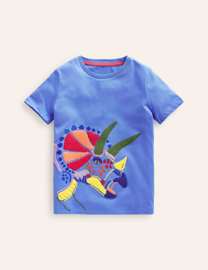 Boucle Detail Animal T-shirt-Surf Blue Dino