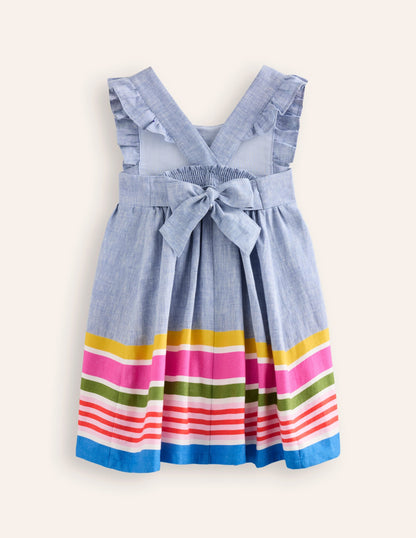 Bow Back Dress-End on End Stripe