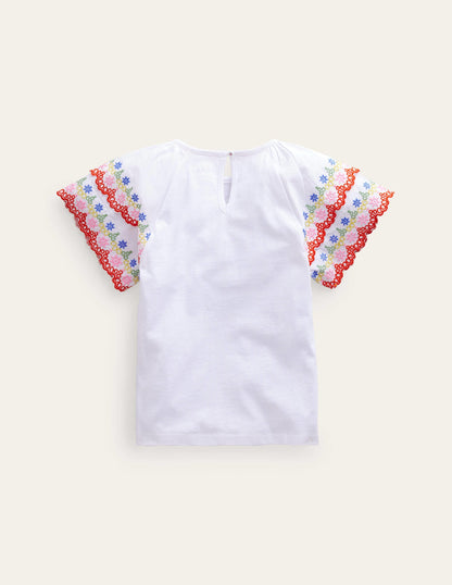 Broderie Mix T-shirt-Ivory/Multi