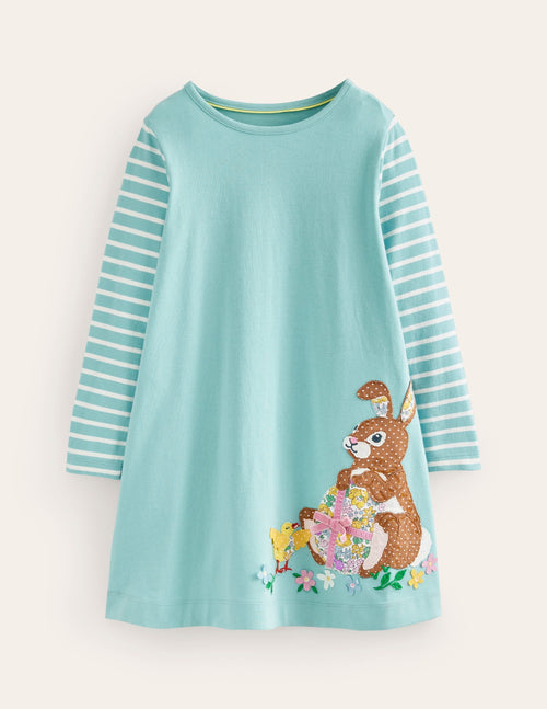 Big Appliqué Dress-Georgian Blue Bunny