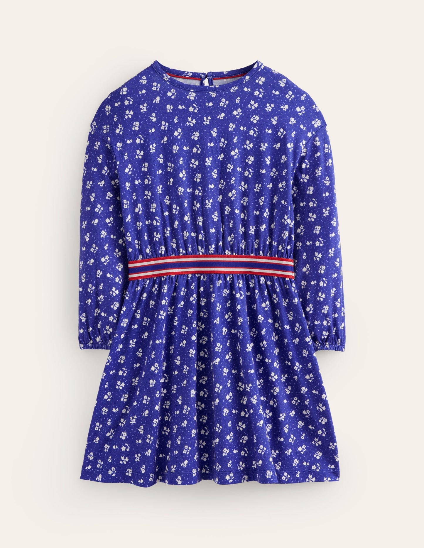 Blouson Sleeve Printed Dress-College Navy Spring
