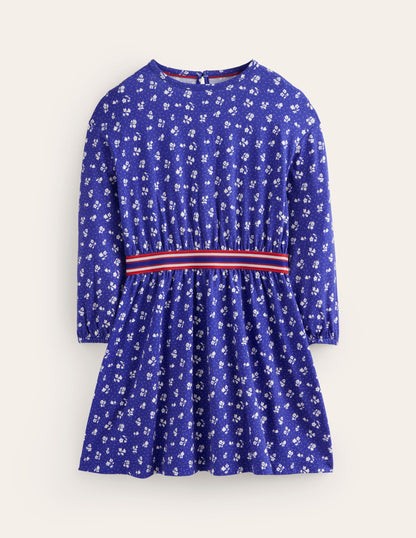 Blouson Sleeve Printed Dress-College Navy Spring