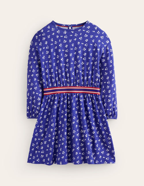Blouson Sleeve Printed Dress-College Navy Spring