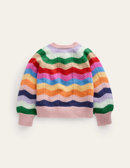 Blouson Wave Cardigan-Multi Rainbow