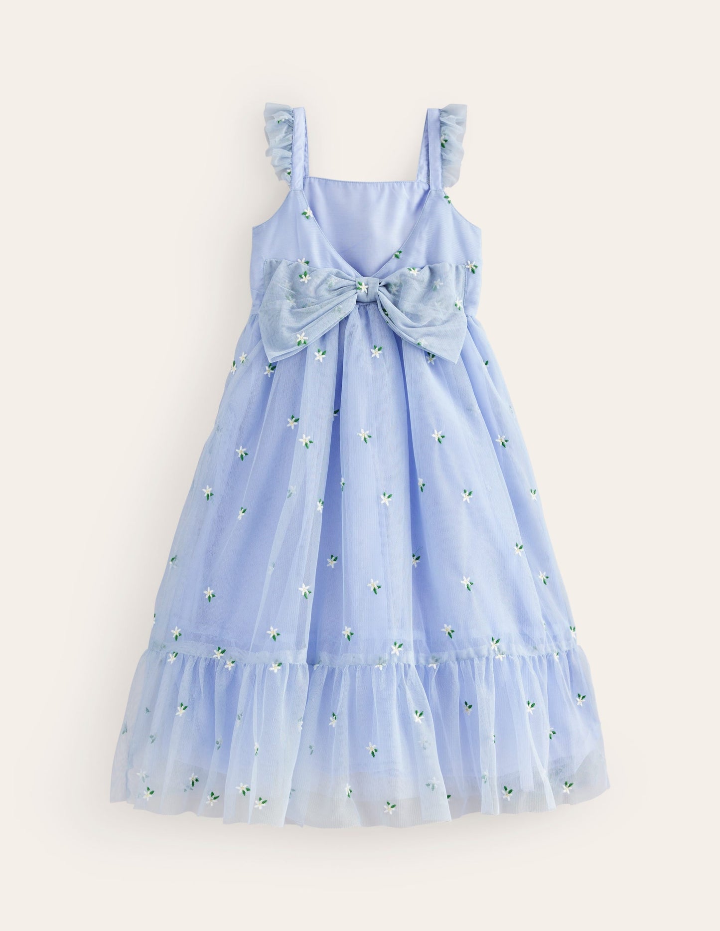 Bow Back Tulle Dress-Skyway Blue