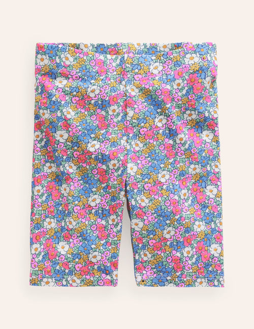 Biker Shorts-Festival Pink Nautical Floral