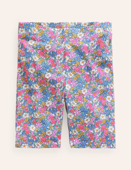 Biker Shorts-Festival Pink Nautical Floral