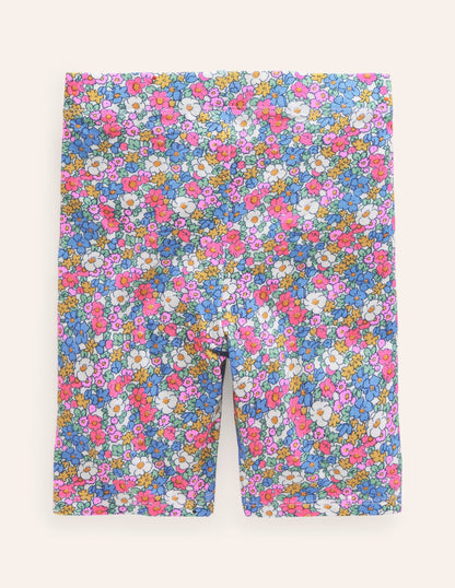 Biker Shorts-Festival Pink Nautical Floral
