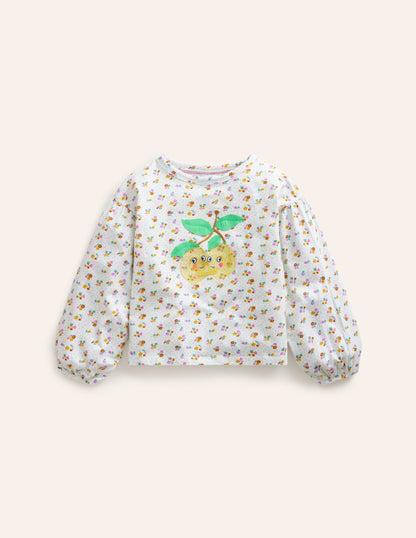 Blouson Sleeve Logo Top-Vanilla Pod Lemons