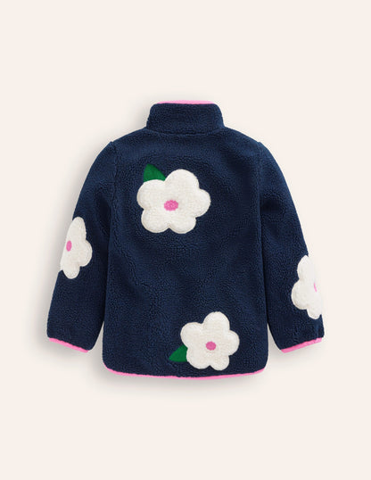 Borg Zip-Through Jacket-College Navy Floral
