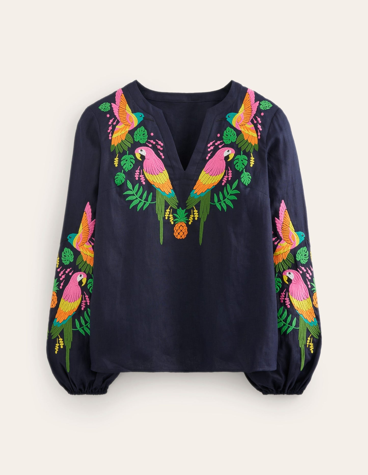 Bonnie Linen Top-Multi, Tropical Paradise