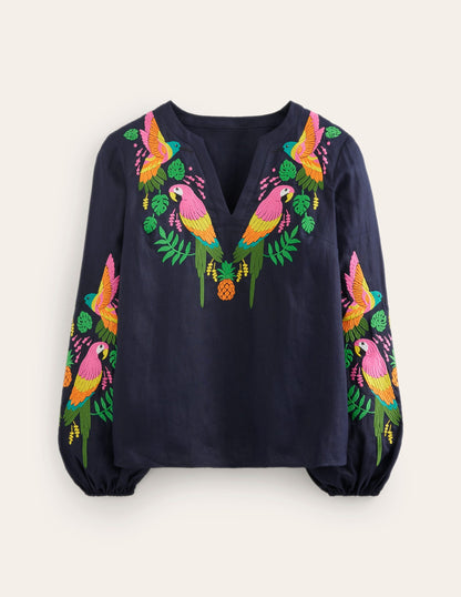 Bonnie Linen Top-Multi, Tropical Paradise