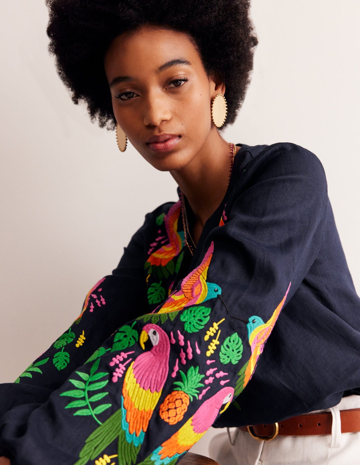 Bonnie Linen Top-Multi, Tropical Paradise