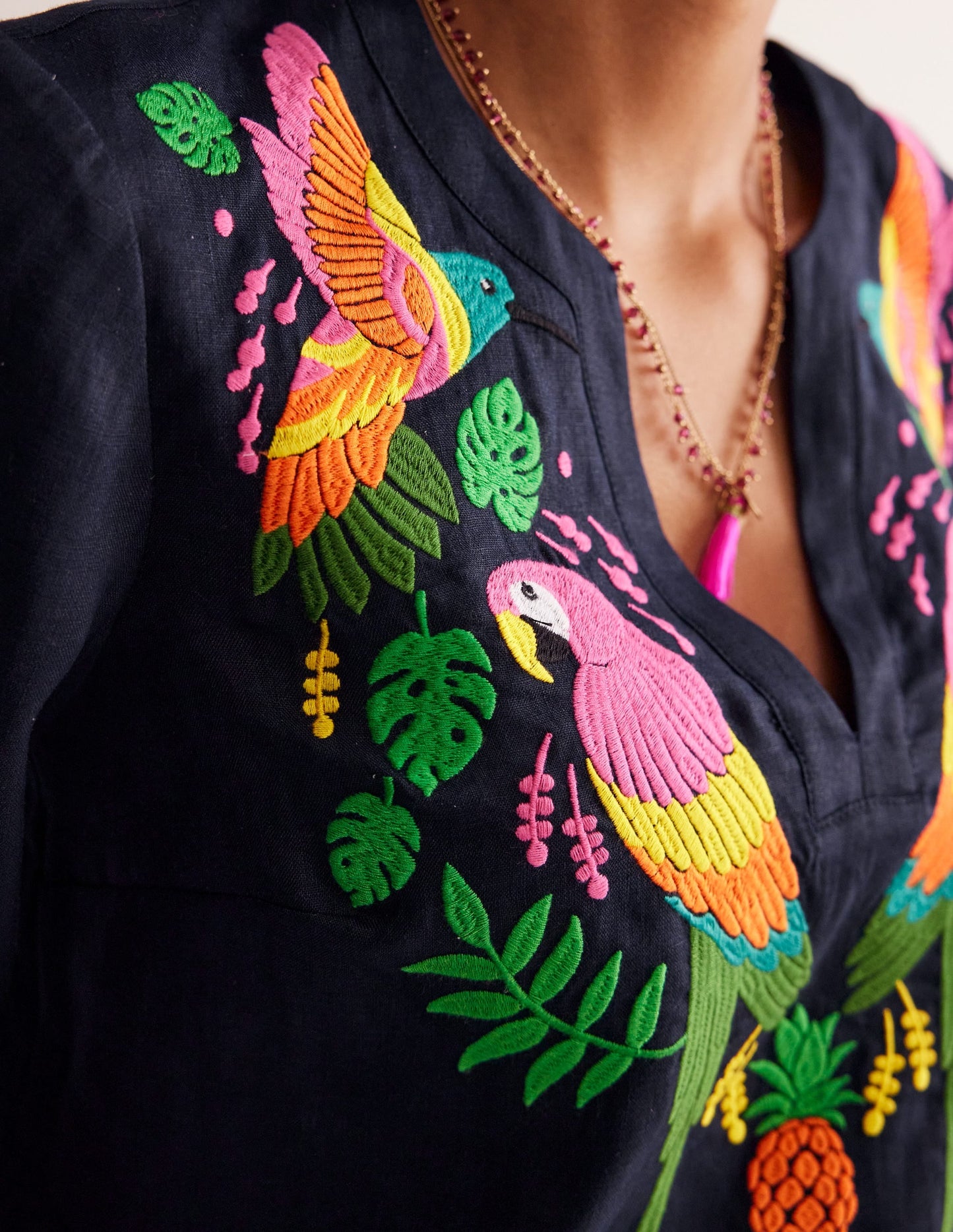 Bonnie Linen Top-Multi, Tropical Paradise