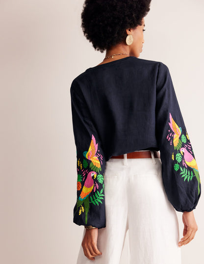 Bonnie Linen Top-Multi, Tropical Paradise