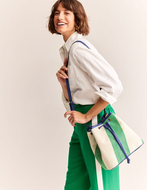Bucket Bag-Green Stripe