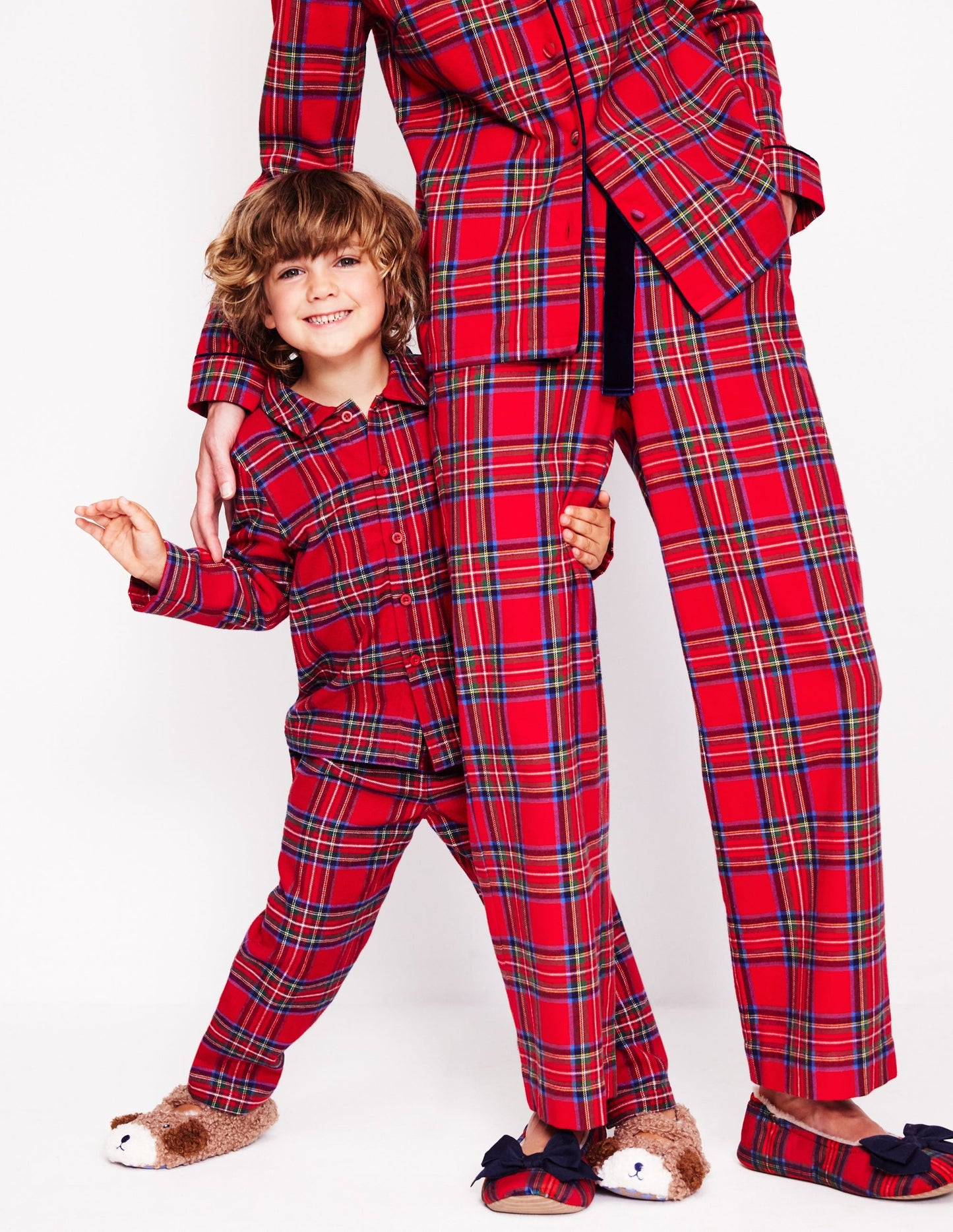 Brushed Cotton Pajama Pants-Tonal Reds Check