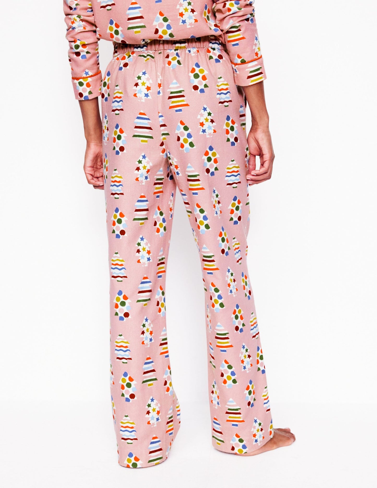 Brushed Cotton Pajama Pants-Quartz, Christmas Trees