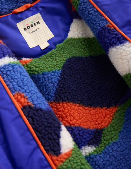 Borg Lined Anorak-Blue