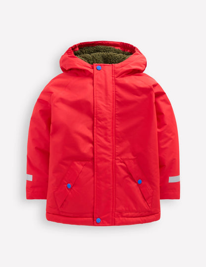 Borg Lined Anorak-Red