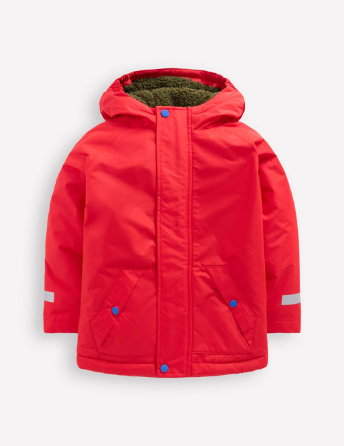 Borg Lined Anorak-Red