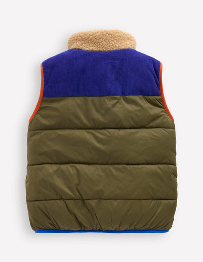 Borg Lined Vest-Woodland Green