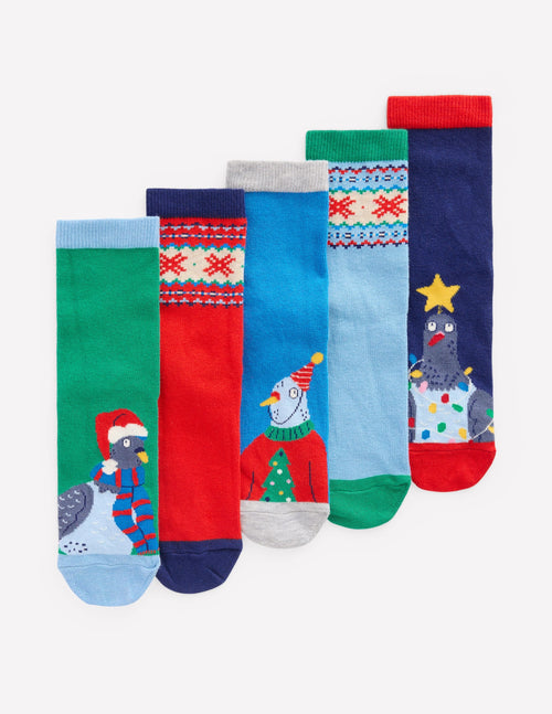Boys Socks 5 Pack-Christmas Pigeons
