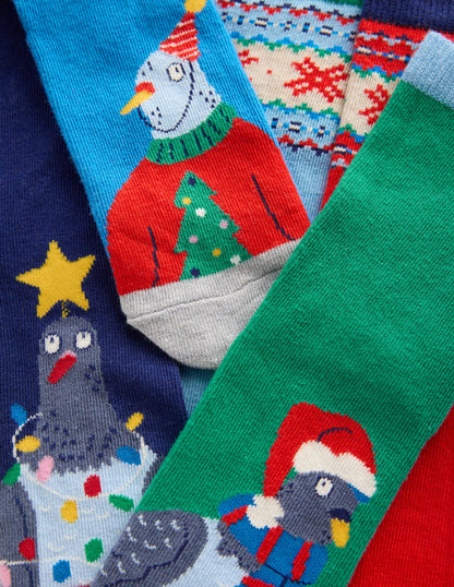 Boys Socks 5 Pack-Christmas Pigeons