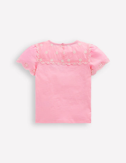 Broderie Sleeve Tee-Vintage Mauve