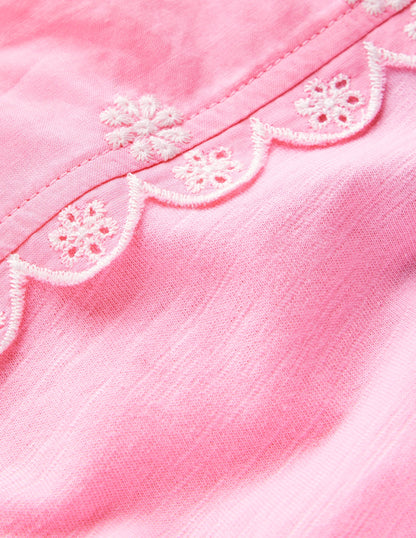 Broderie Sleeve Tee-Vintage Mauve