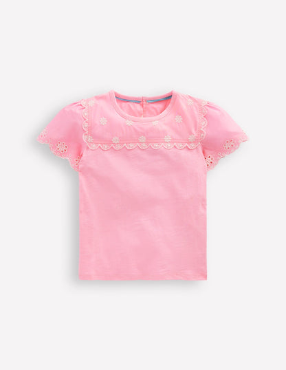 Broderie Sleeve Tee-Vintage Mauve