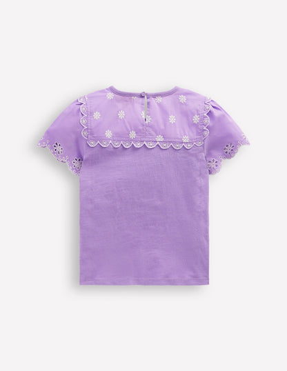 Broderie Sleeve Tee-Aster Purple